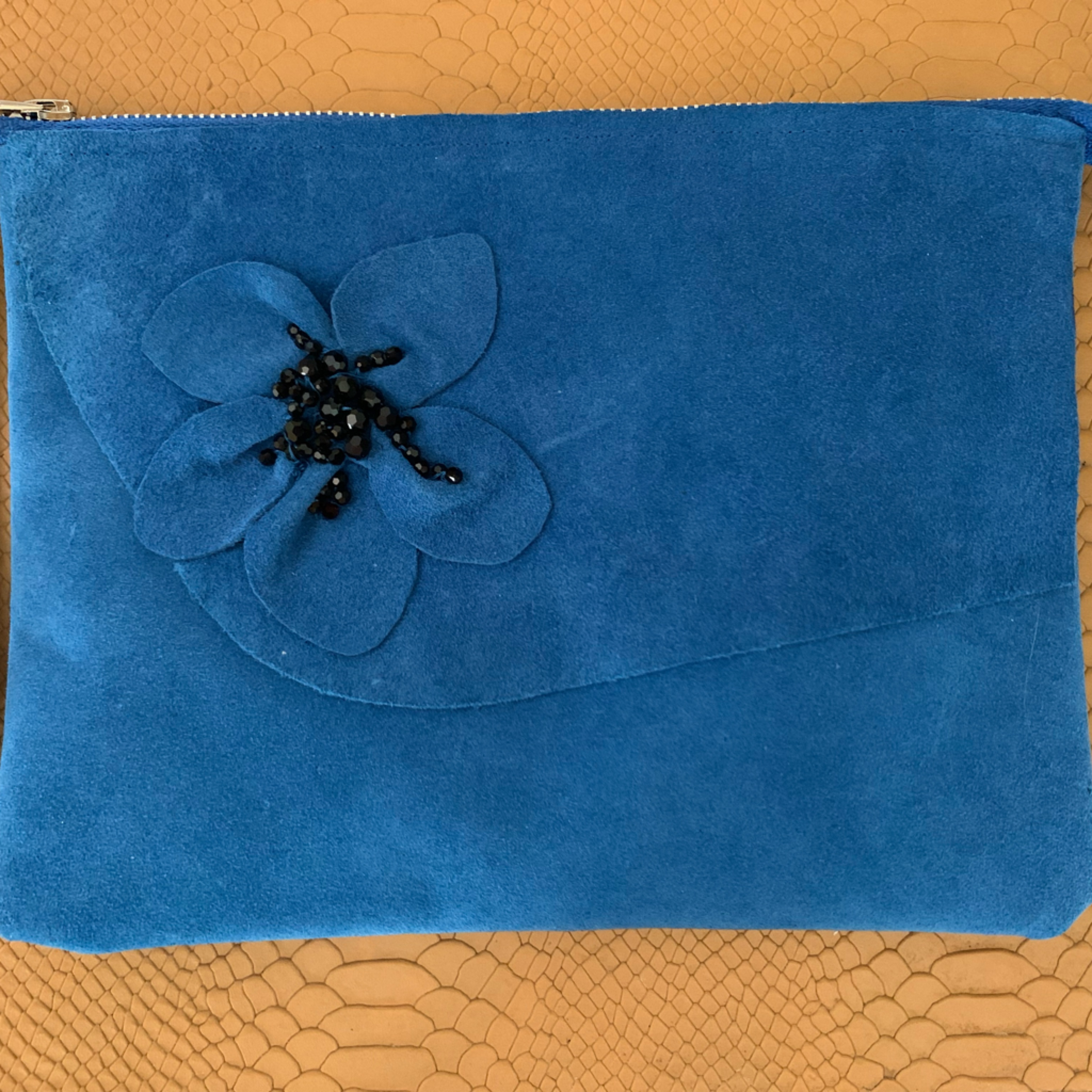 Cobalt Blue Suede Clutch By Charlene Mckay Designs